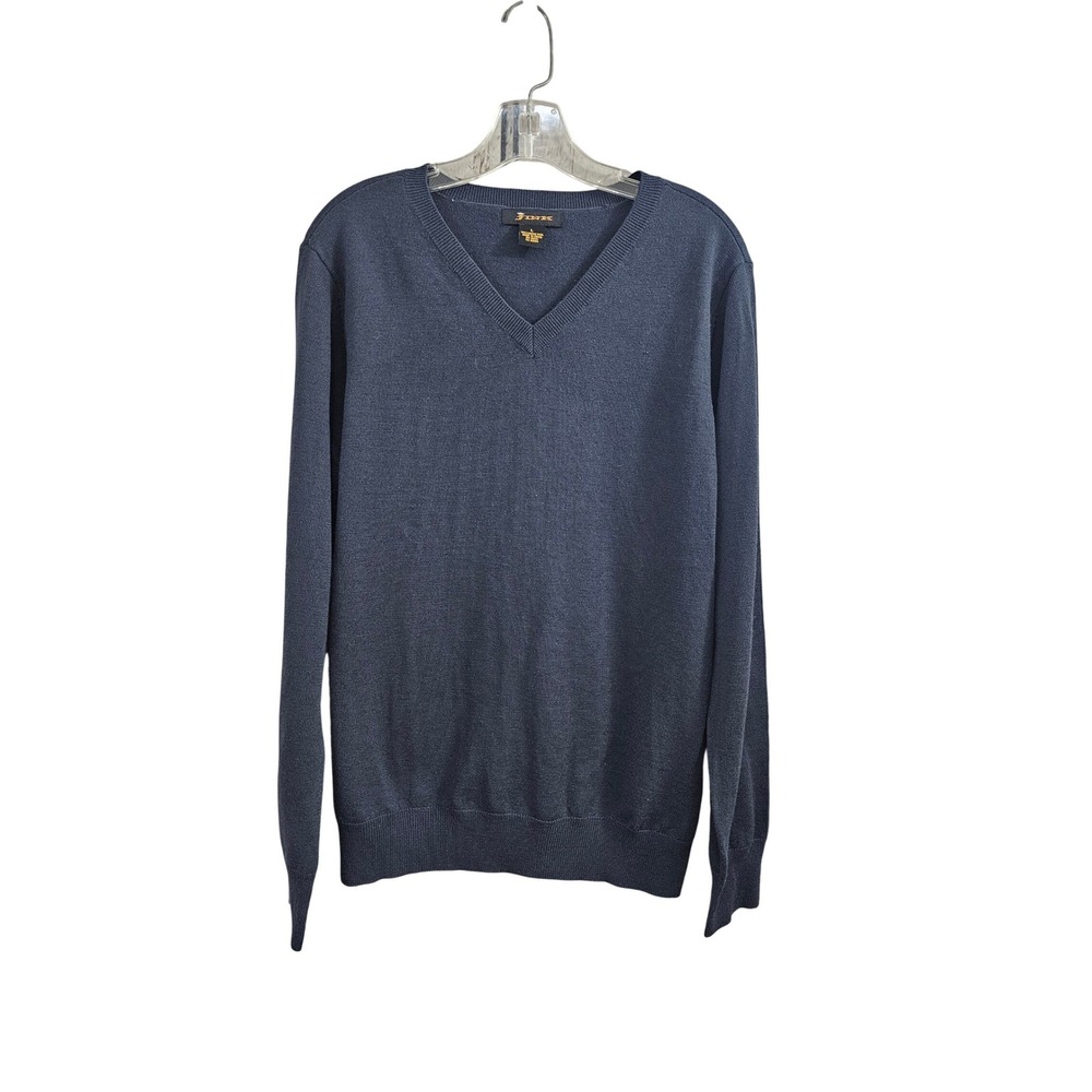 VINTAGE Fink Men Blue 100% Merino Wool V-Neck Long Sleeve Sweater Size Large EUC